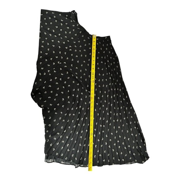 Vince Women’s Tossed Ditsy Floral Pleated Midi Flowy Skirt Black & Cream | Sz 10 - Picture 10 of 11